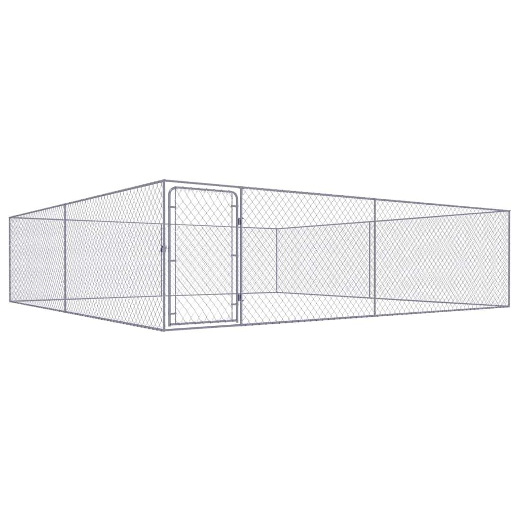Outdoor Dog Kennel Galvanised Steel 4x4x1 m