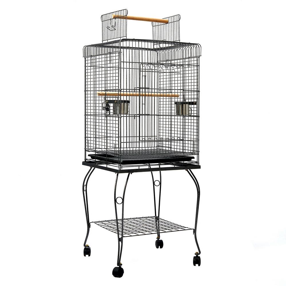 Large Bird Cage with Perch - Black