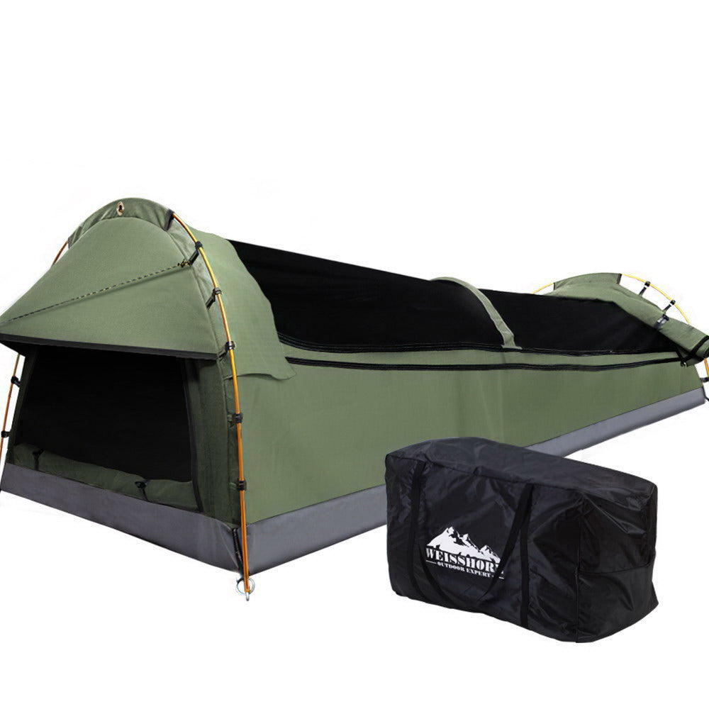 Double Swag Camping Swags Canvas Tent Deluxe Celadon