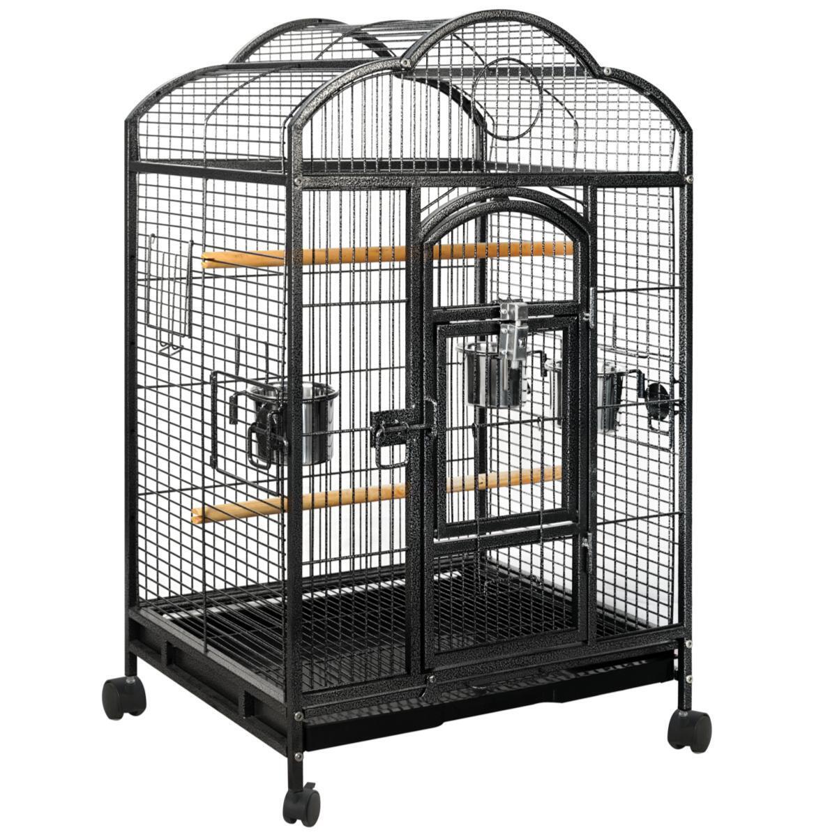 Large Bird Budgie Cage Parrot Aviary Carrier With Wheel