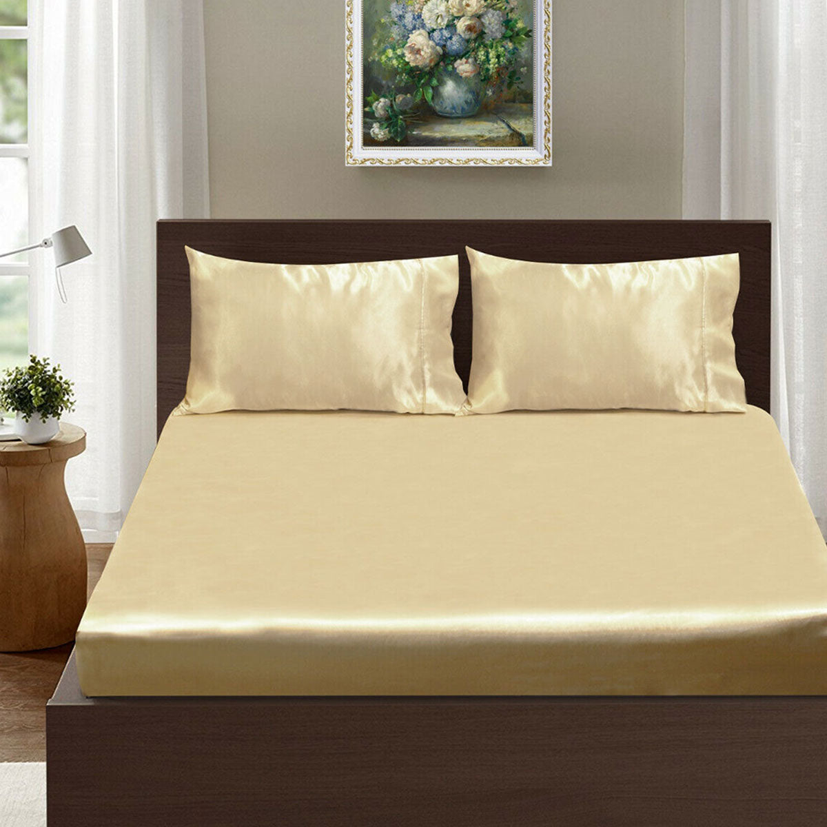 Ramesses Casablanca Satin Fitted Sheet Combo Set Champagne King