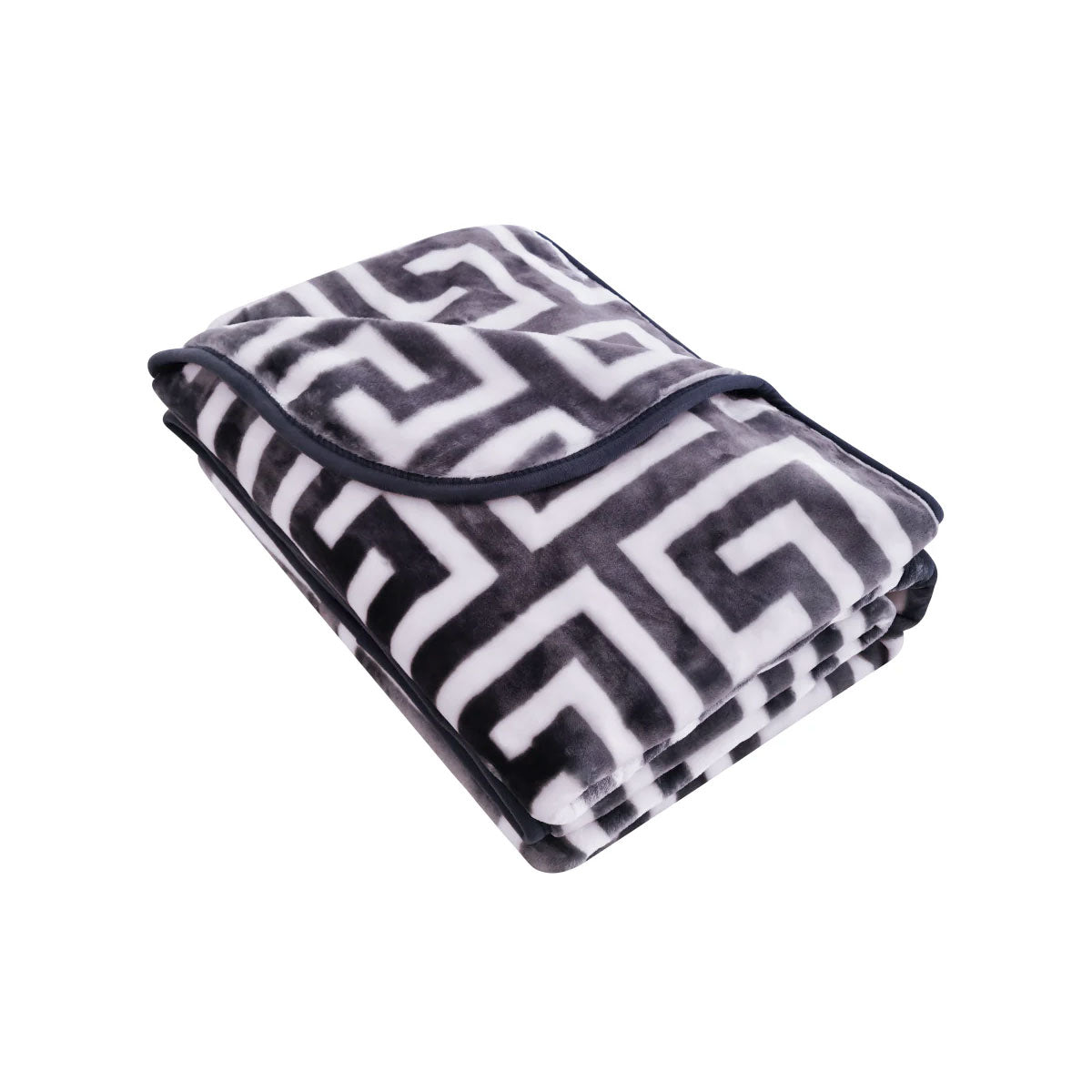 Bloomington 800GSM Greek Key Charcoal Winter Premium Quality 1 Ply Mink Blanket King
