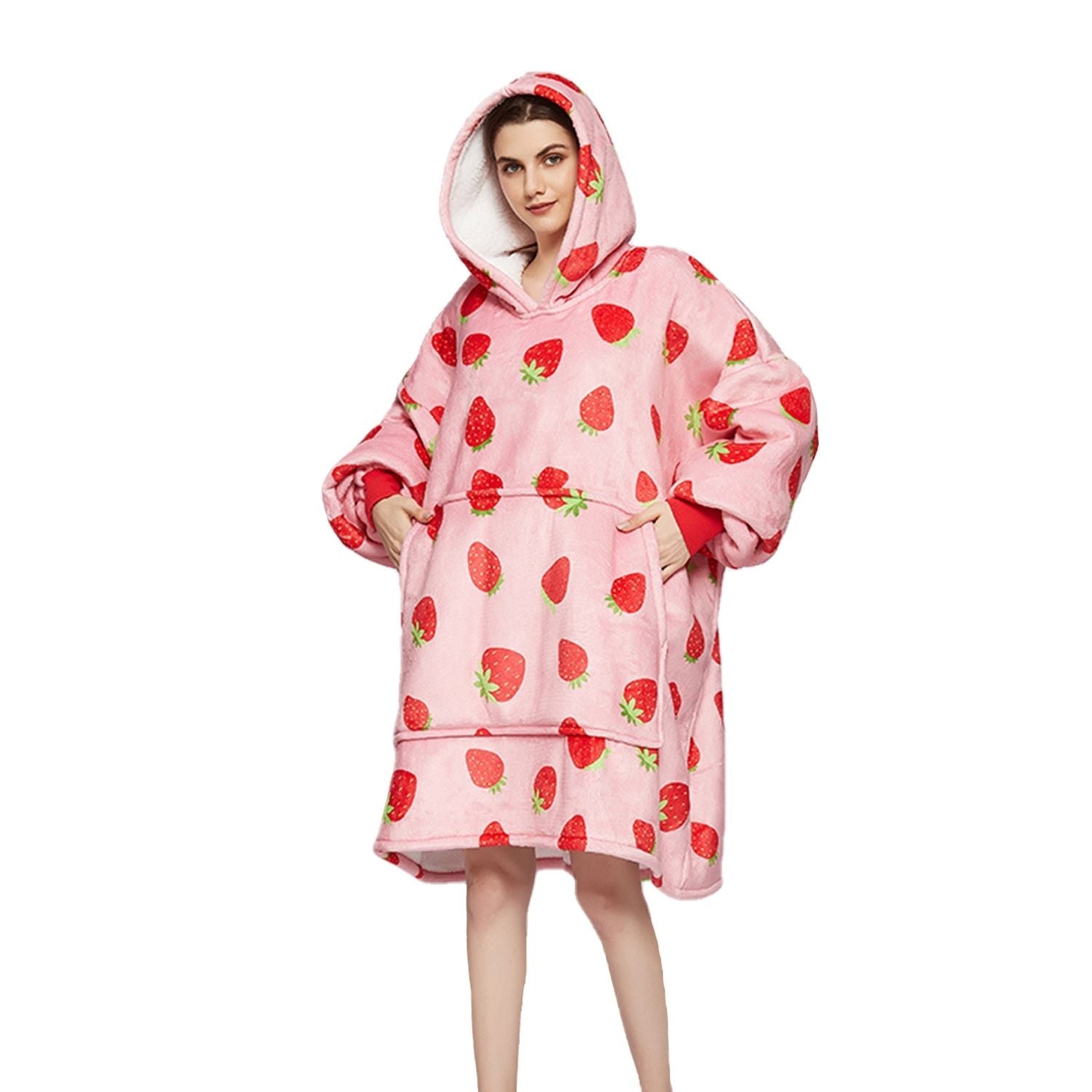 GOMINIMO Hoodie Blanket Adult Strawberry
