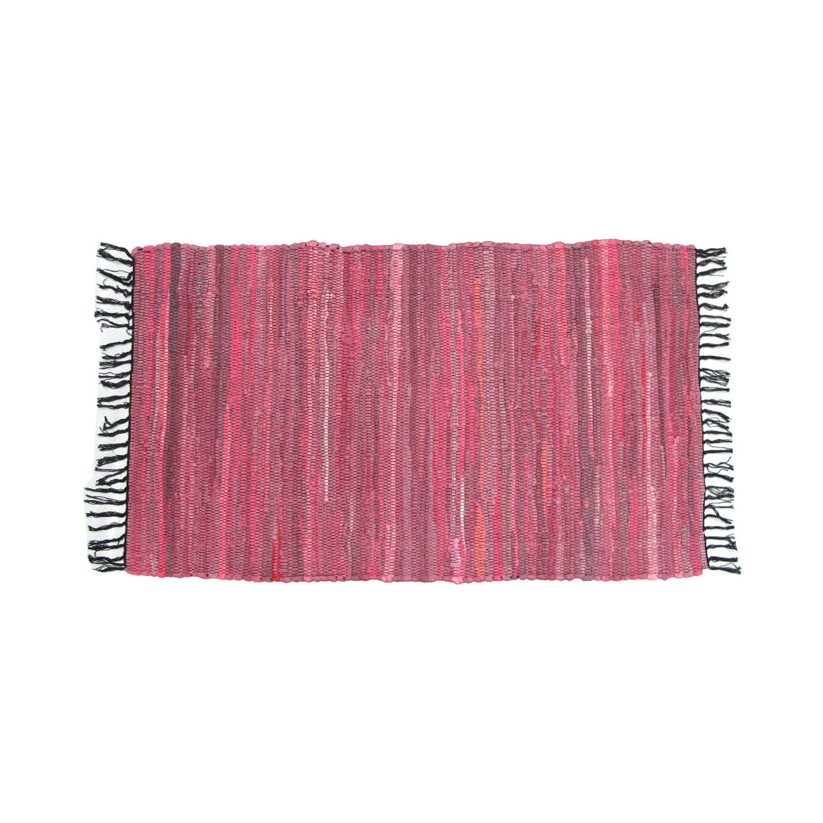 Tonal Chindi Cotton Handmade Floor Mat with Tassels 70 x 120 cm Pink