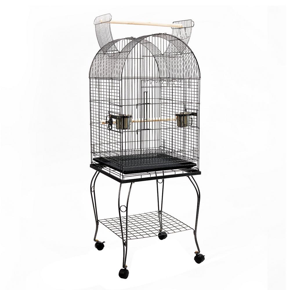 Large Bird Cage with Perch - Black