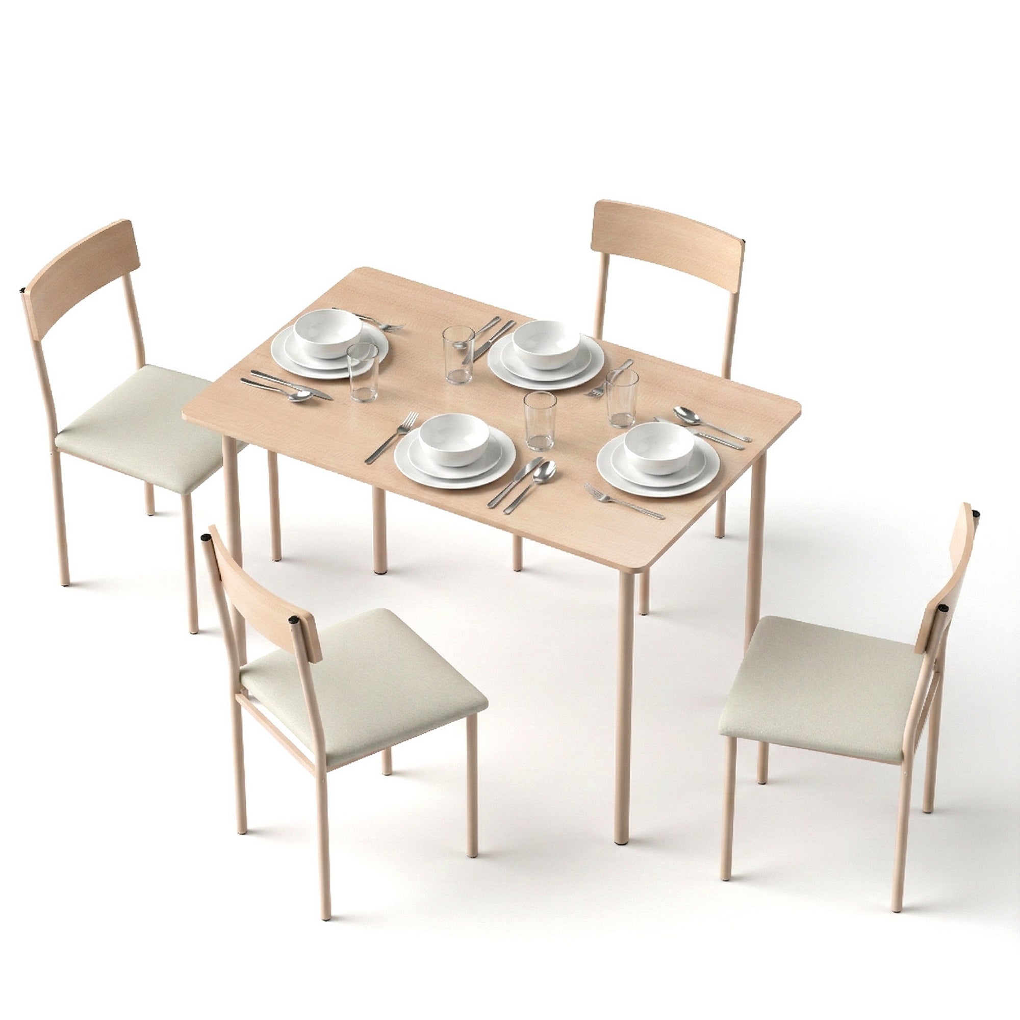 Artiss Dining Table and Chairs Set of 5 Compact Kitchen Furniture Natural Beige
