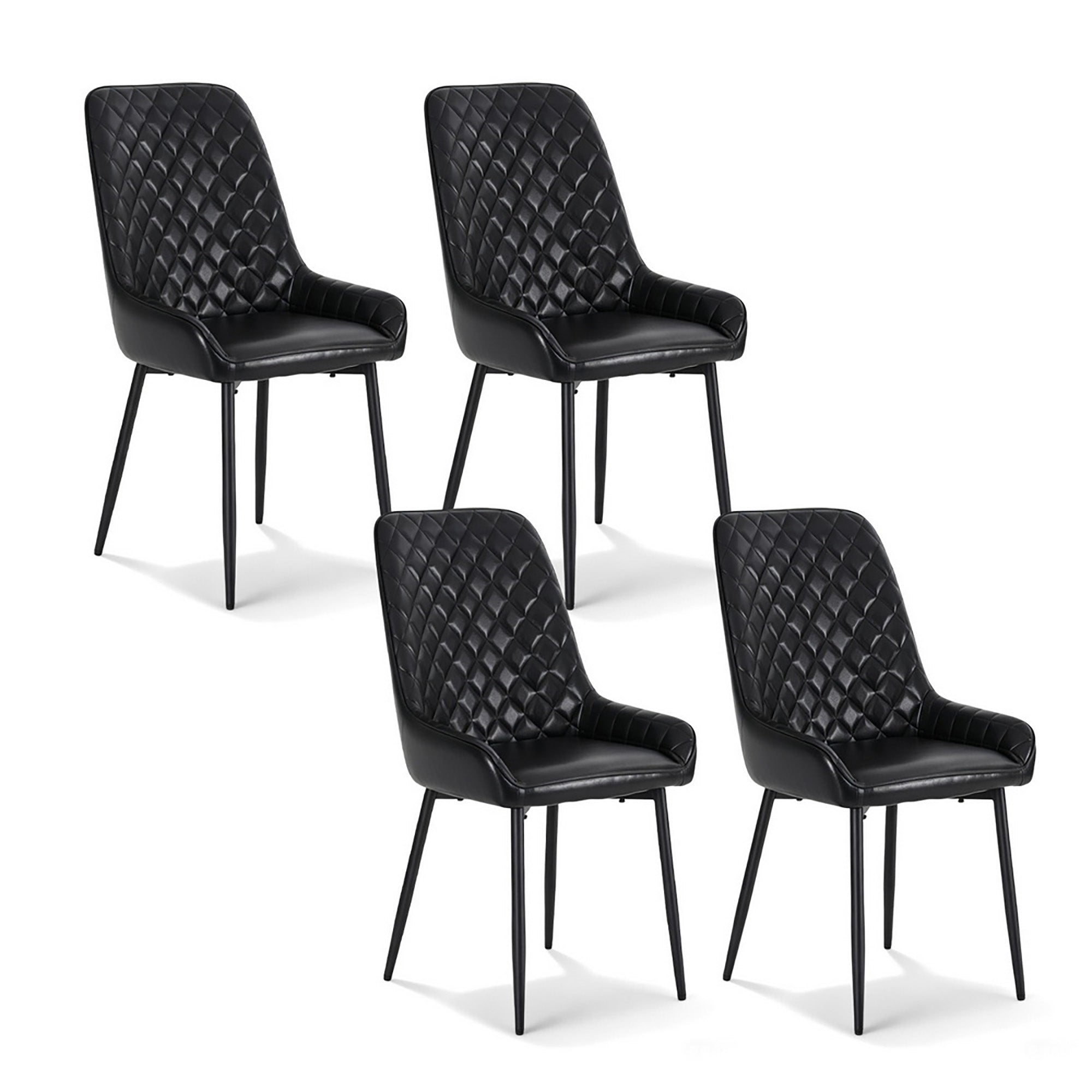 Artiss 4x Dining Chairs Retro PU Leather Kitchen Lounge Cafe Accent Chair Black- BKX4