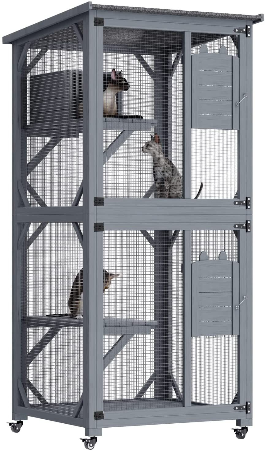 YES4PETS 173cm Pet Cat Bird Shelter Condo with Escape Door Wooden Kitten Cage House
