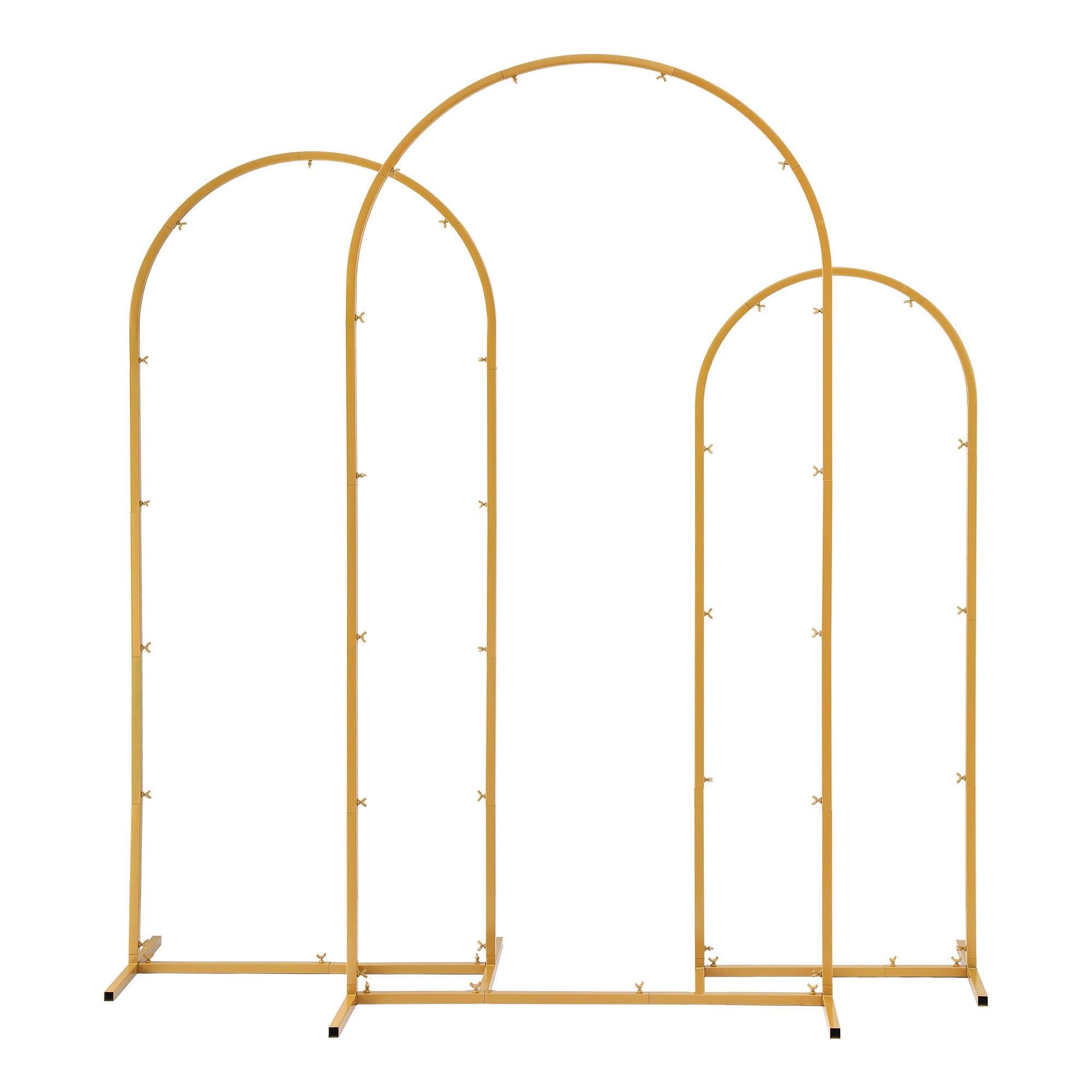 Wedding Arch Backdrop Stand Set of 3 Gold Metal Wedding Arched Frame, Easy to Assemble, Stable Balloon Arch Standfor Wedding, Baby Shower, Party Decoration