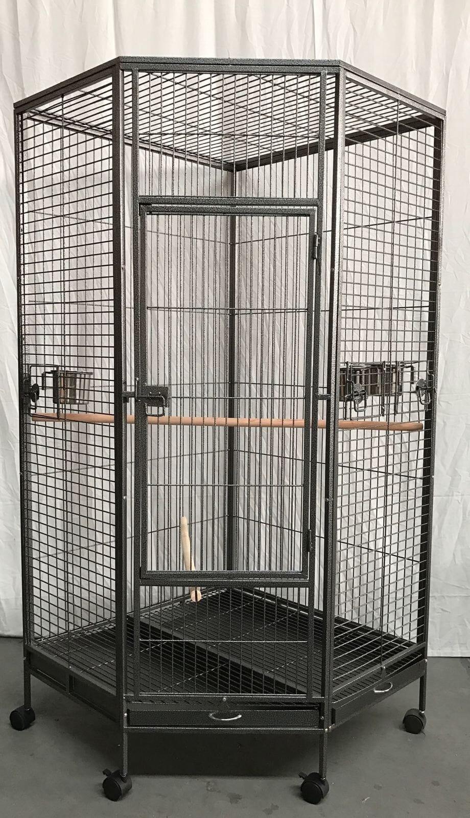YES4PETS 162cm Large Corner Bird Cage Pet Parrot Aviary Perch Castor Wheel