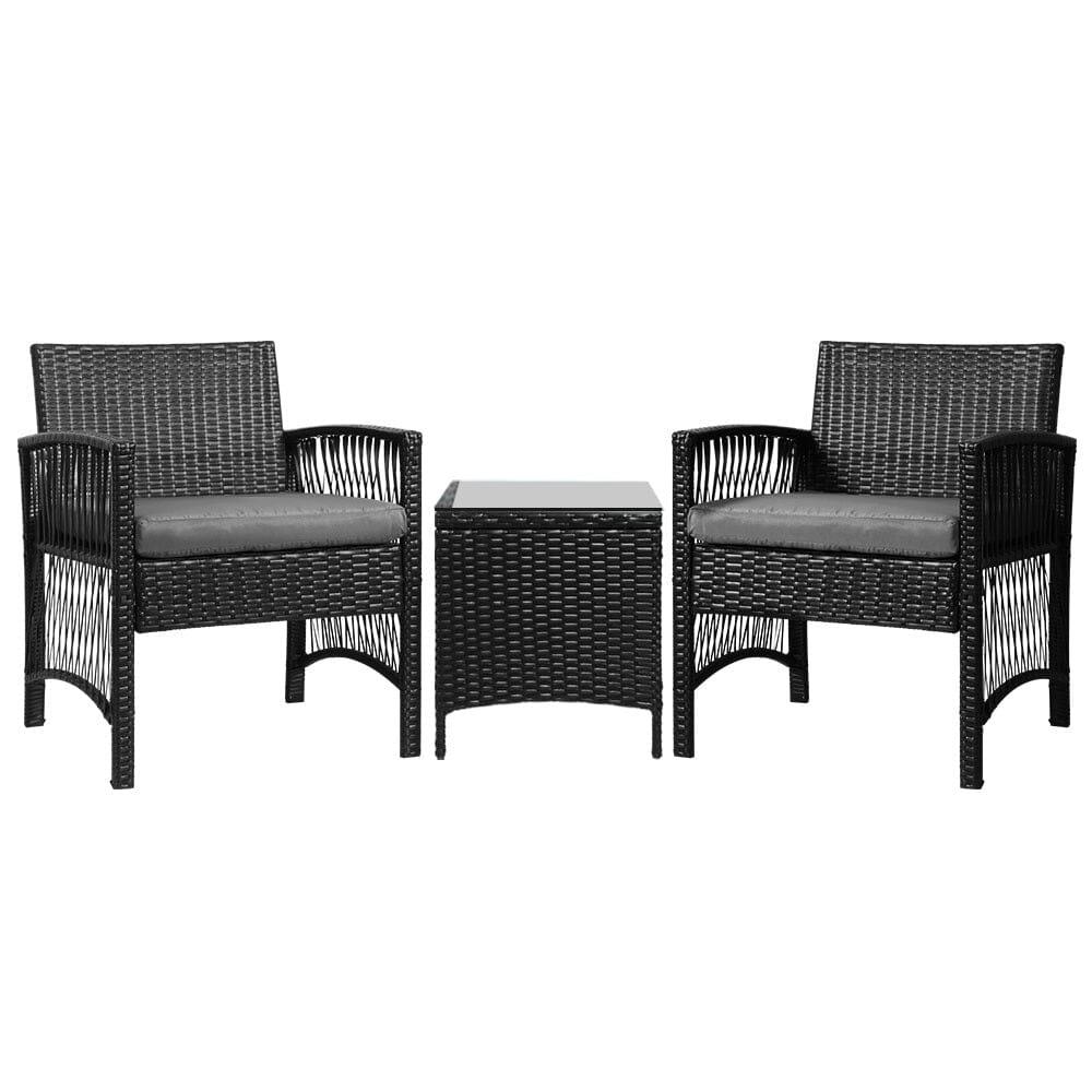 Garden Patio Furniture Outdoor Bistro Set Dining Chairs Setting 3 Piece Wicker
