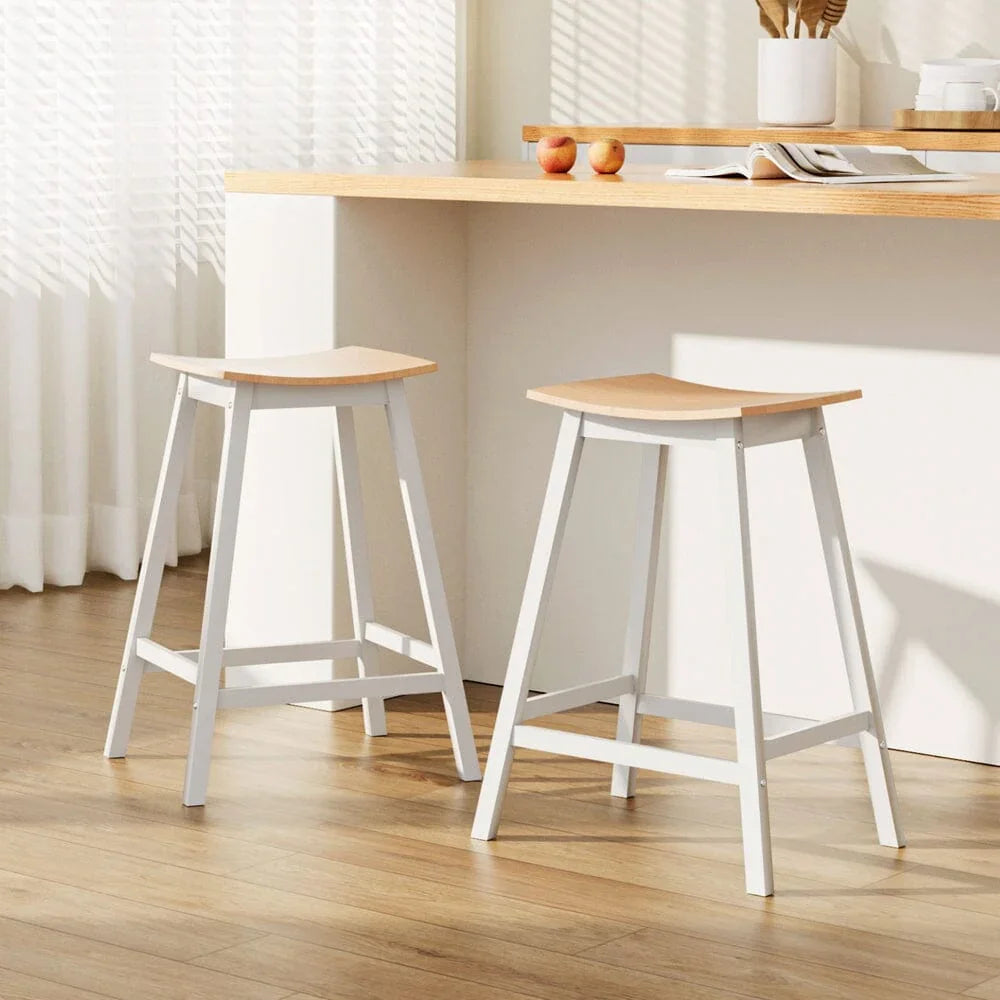 2x Bar Stools Wooden Chairs Oak