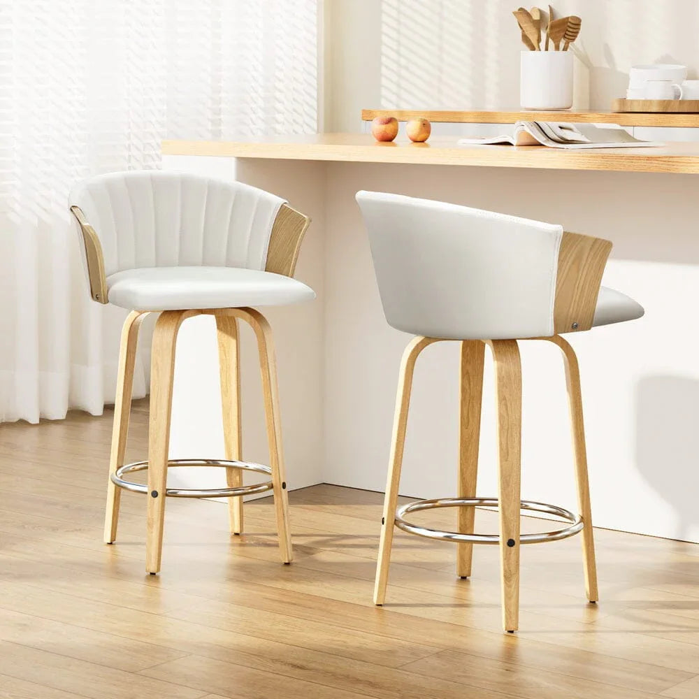 Bar Stools Kitchen Leather Barstools Swivel Counter Chairs x2