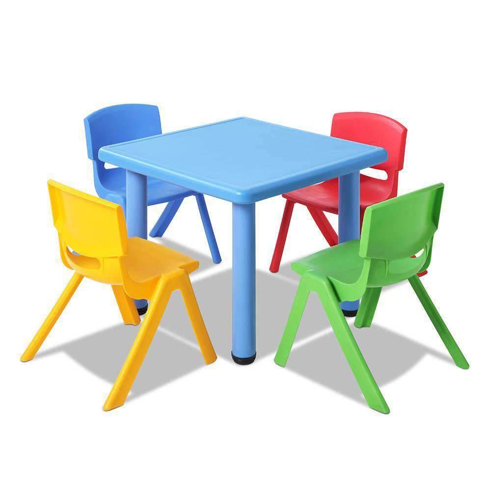 5 Piece Kids Table and Chair Set - Blue - 5 Pcs - Kids Table and Chairs Playset - Blue