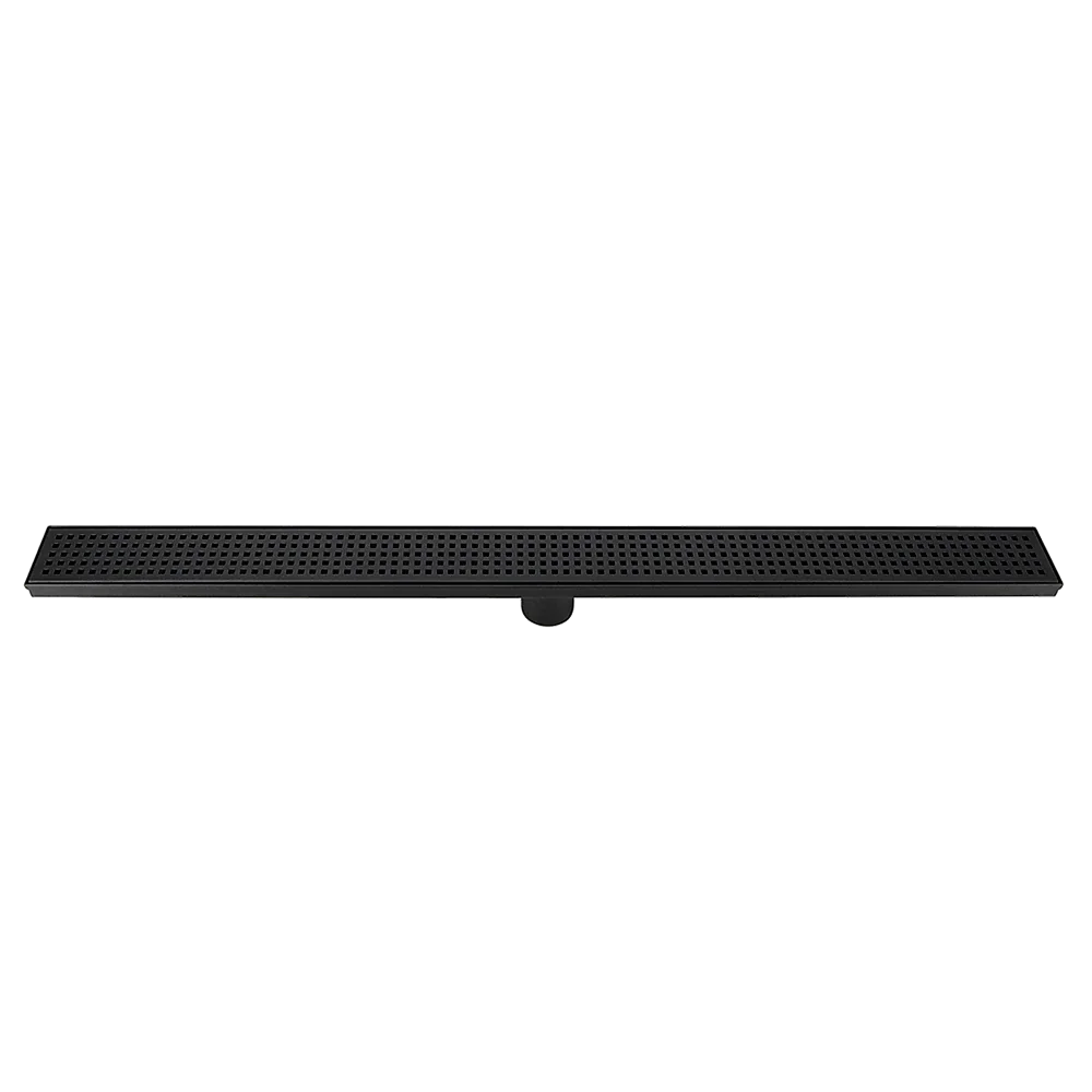 900mm Bathroom Shower Black Grate Drain w/Centre outlet Floor Waste Square Pattern