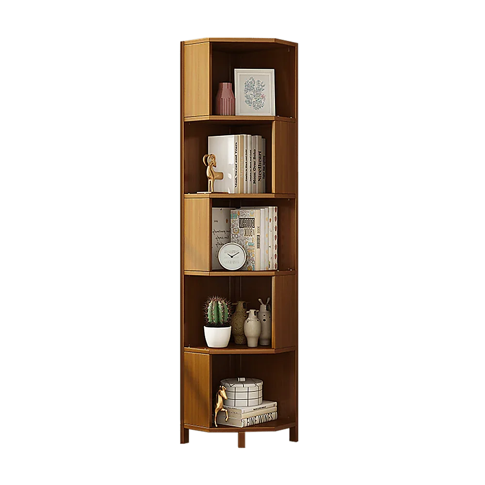 5-Shelf Corner Bookcase Industrial Bookshelf Display Storage Stand
