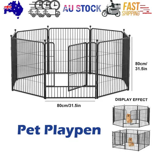 32"8 Panel Pet Dog Playpen Cage Enclosure Exercise Cat Puppy Metal Fence AU