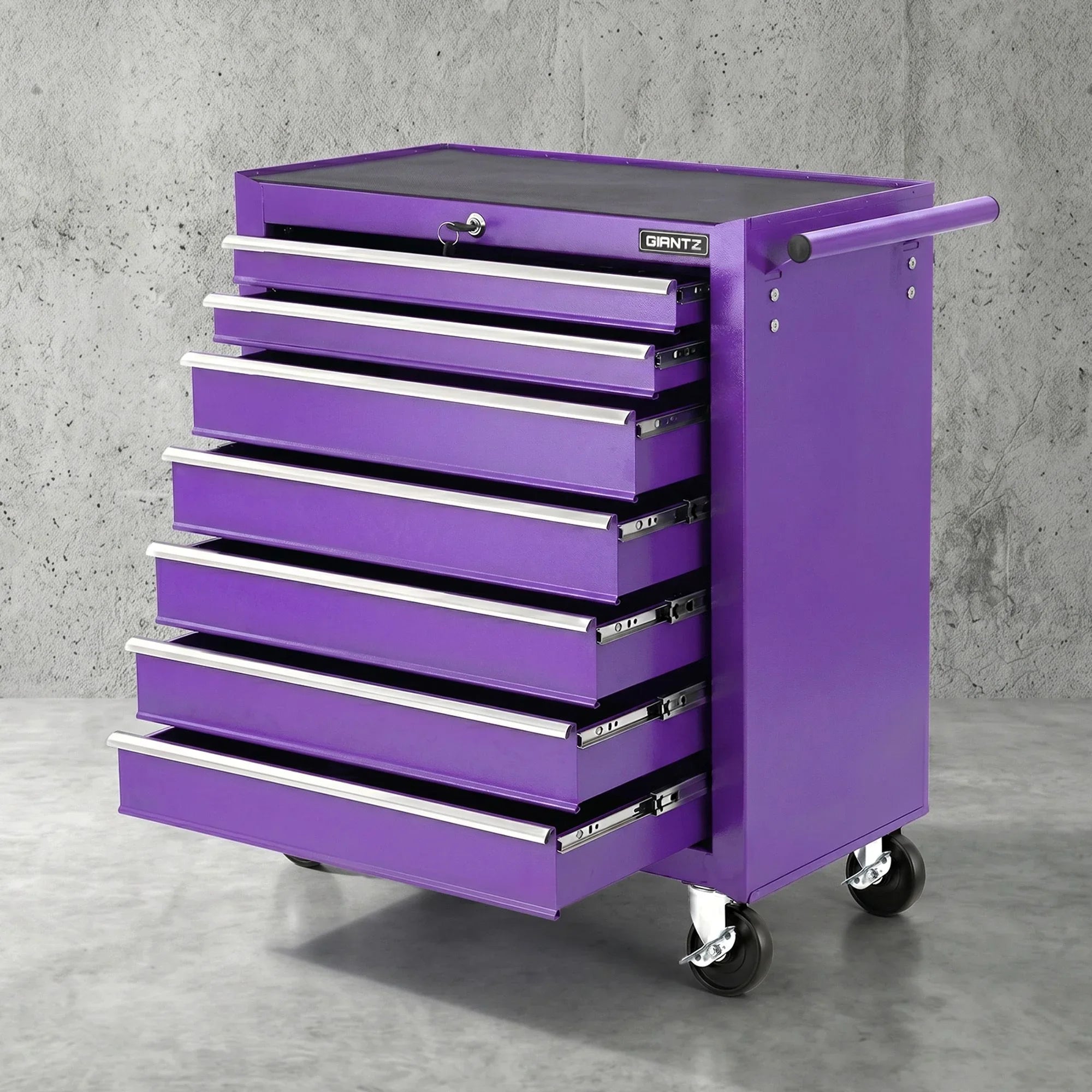Giantz 7-Drawer Tool Chest Trolley Cabinet Toolbox Heavy Duty Garage Storage Organiser Purple