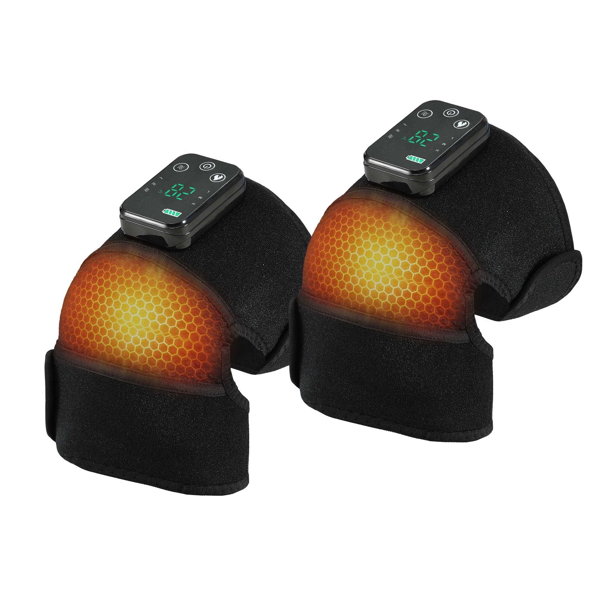 Livemor Knee Massager with Heat (2 Pack), Cordless Heated Knee Massage for Pain Relief with 3 Heating Levels, 3 Vibration Modes, Gentle Lights, Adjustable
Straps, 3-in-1, Gift for Men and Women
